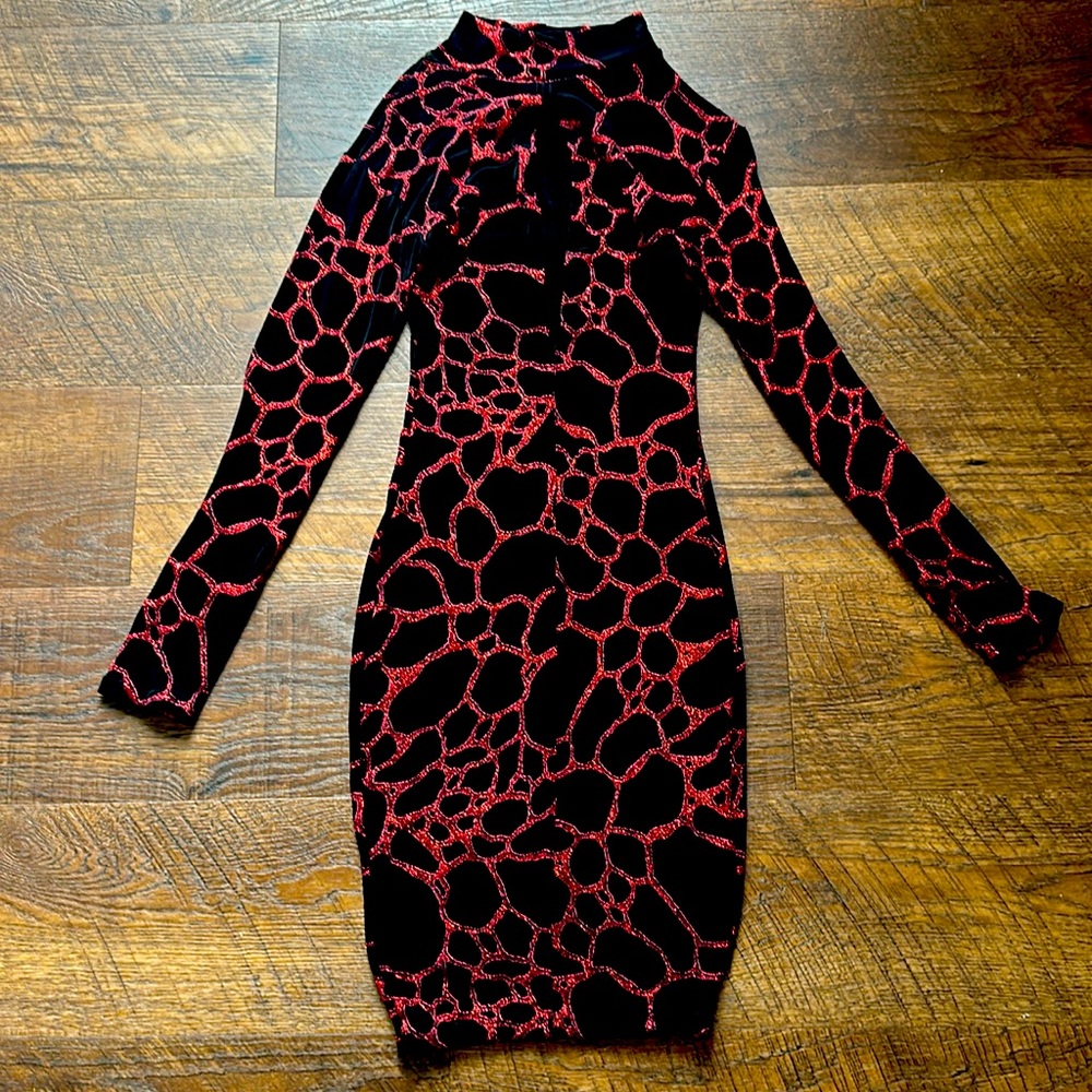 Red & Black Fitted Dress